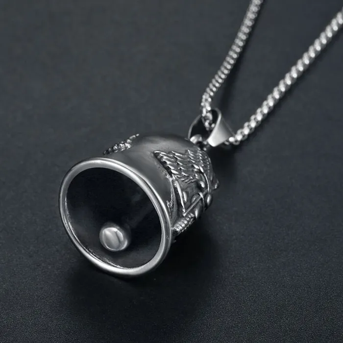Wholesale Biker Guardian Bell – Bulk Vintage Punk Titanium Steel Ride Bell with Winged Rider Design