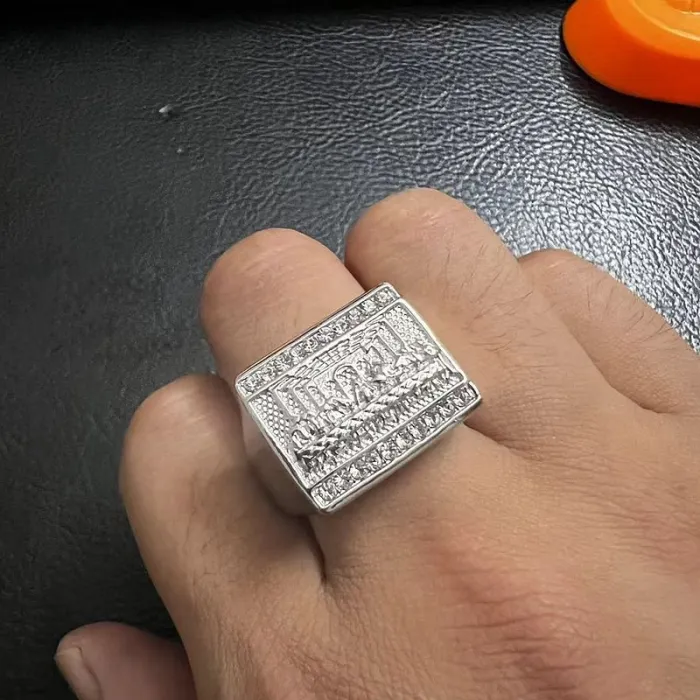 Wholesale Last Supper Ring – Bulk Hip Hop Titanium Steel Men's Ring with Rhinestones and Judas Apostle Design