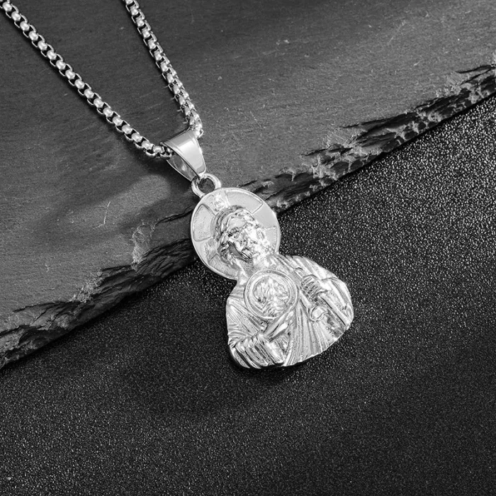 Wholesale St. Jude Pendant Necklace – Bulk Gold-Plated 316 Stainless Steel Men's Religious Jewelry