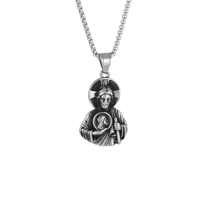 Wholesale St. Jude Pendant Necklace – Bulk Gold-Plated 316 Stainless Steel Men's Religious Jewelry