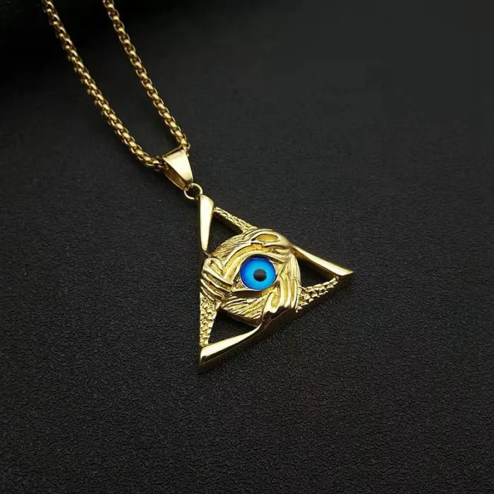 Wholesale Skull Eye Pendant – Bulk Stainless Steel Triangle Hip Hop Necklace for Men at Factory Price