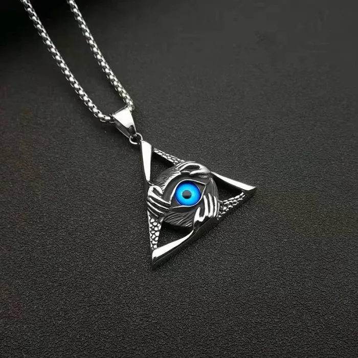 Wholesale Skull Eye Pendant – Bulk Stainless Steel Triangle Hip Hop Necklace for Men at Factory Price