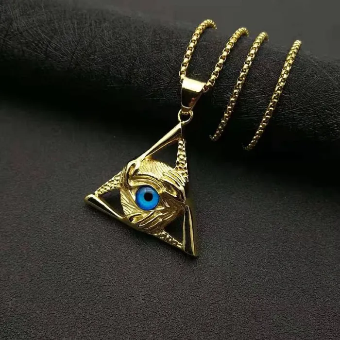 Wholesale Skull Eye Pendant – Bulk Stainless Steel Triangle Hip Hop Necklace for Men at Factory Price