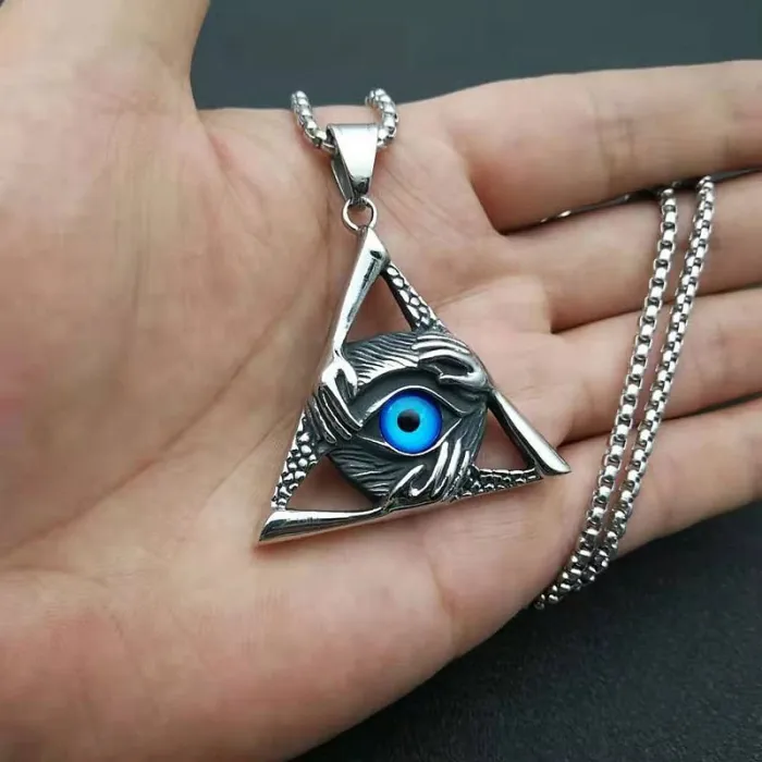 Wholesale Skull Eye Pendant – Bulk Stainless Steel Triangle Hip Hop Necklace for Men at Factory Price