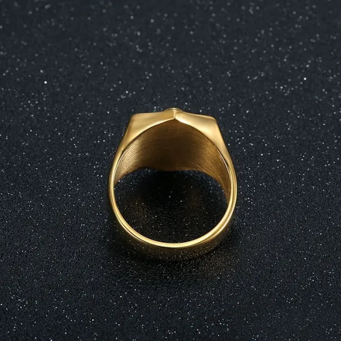 Wholesale Templar Knight Ring – Bulk Gold-Plated Titanium Steel Hip Hop Ring with Rhinestones for Men