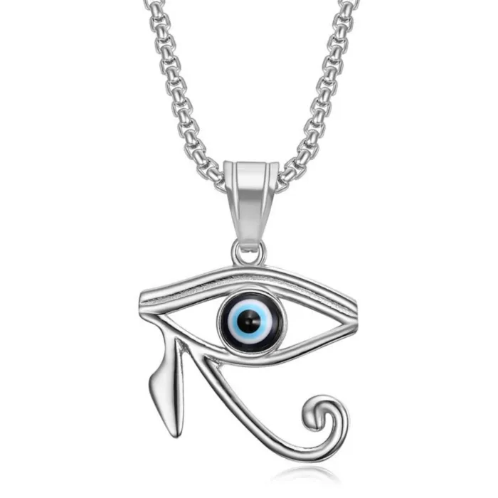 Wholesale Eye of Horus Pendant – Bulk Gold-Plated Titanium/Stainless Steel Necklace with Turkish Blue Eye