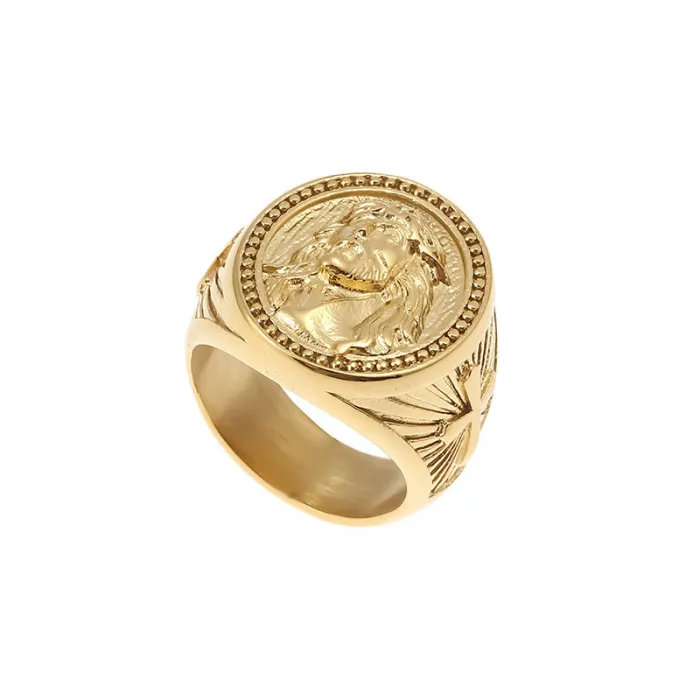 Wholesale YS Cross Faith Ring – Bulk Gold-Plated Titanium Steel Hip Hop Men's Ring