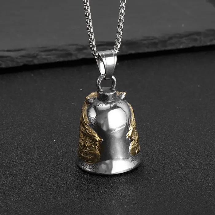 Wholesale Roman Skull Helmet Biker Bell – Bulk Gold-Plated Stainless Steel Flag Officer Wolf Pendant