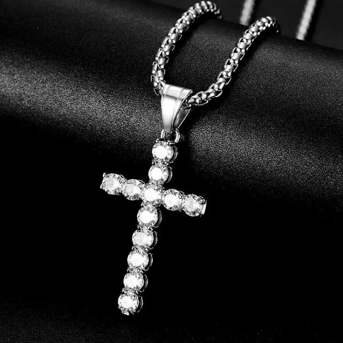 Wholesale AAA Zircon Pendant Necklace – Bulk Gold-Plated Titanium Steel Jewelry for Men & Women