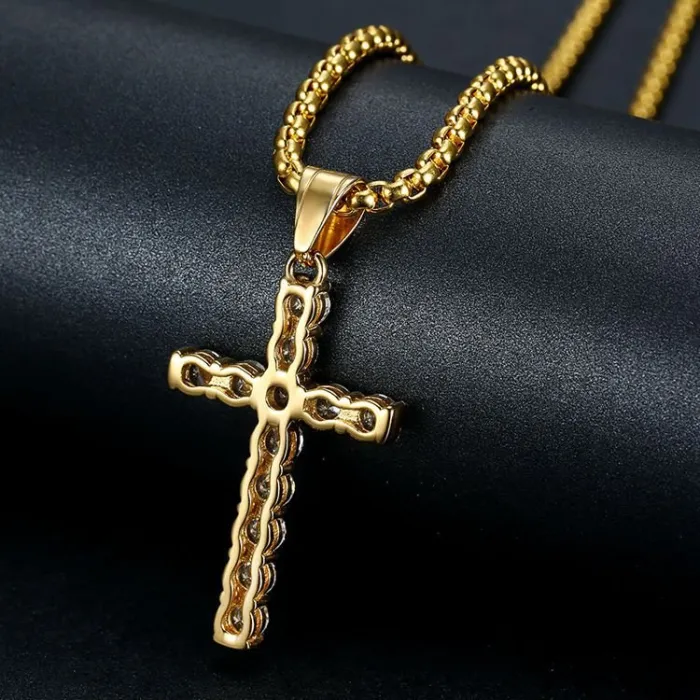 Wholesale AAA Zircon Pendant Necklace – Bulk Gold-Plated Titanium Steel Jewelry for Men & Women
