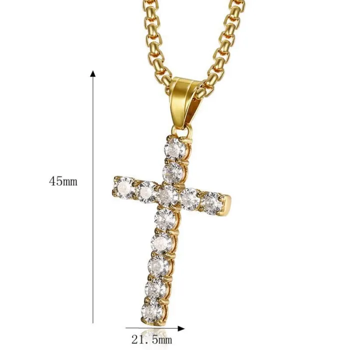Wholesale AAA Zircon Pendant Necklace – Bulk Gold-Plated Titanium Steel Jewelry for Men & Women