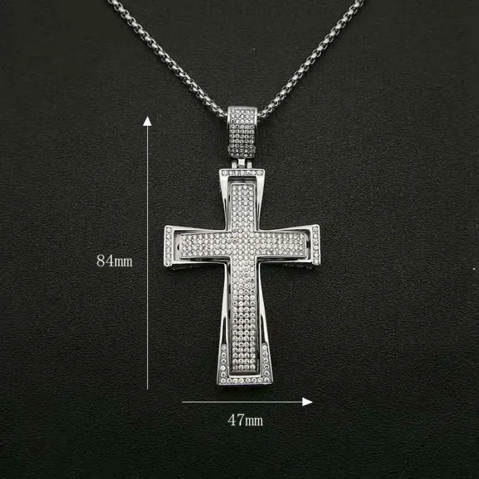 Wholesale Hip Hop Pendant Necklace – Bulk Gold-Plated Titanium Steel Jewelry with Rhinestones for Resellers