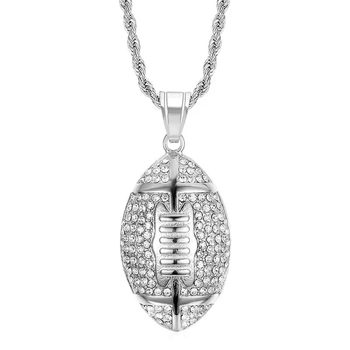 Wholesale Football Pendant Necklace – Bulk Gold-Plated Titanium Steel Hip Hop Jewelry for Resellers