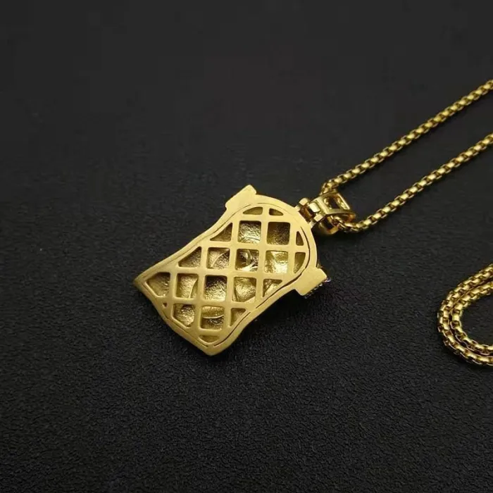 Wholesale Jesus Pendant Necklace – Bulk Gold-Plated Stainless Steel Hip Hop Jewelry with Rhinestones