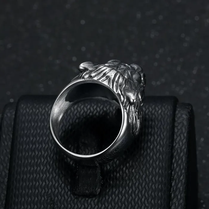 Wholesale Tiger Head Ring – Bulk Vintage Polished Stainless Steel Punk Animal Ring for Men at Factory Price