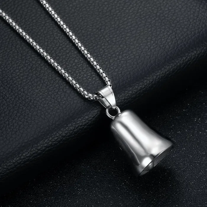 Wholesale Cross Ride Bell Pendant – Bulk Vintage Polished Stainless Steel Exorcism Necklace for Bikers