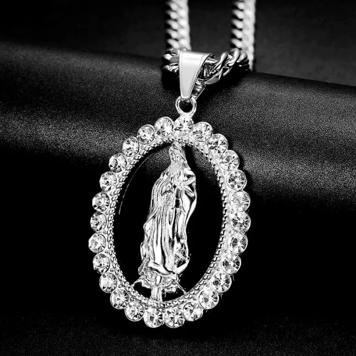 Wholesale Hip Hop Pendant Necklace – Bulk Gold-Plated Titanium Steel Jewelry with Rhinestones at Factory Price