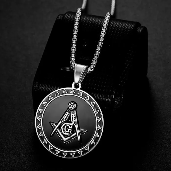 Wholesale Masonic AG Pendant – Bulk Color-Retaining Gold-Plated Titanium Steel Hip Hop Necklace