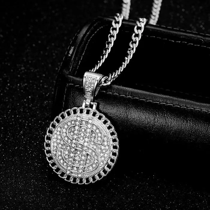 Wholesale Dollar Sign Pendant Necklace – Gold Plated Cuban Chain Hip Hop Jewelry in Bulk, Factory Price Supplier
