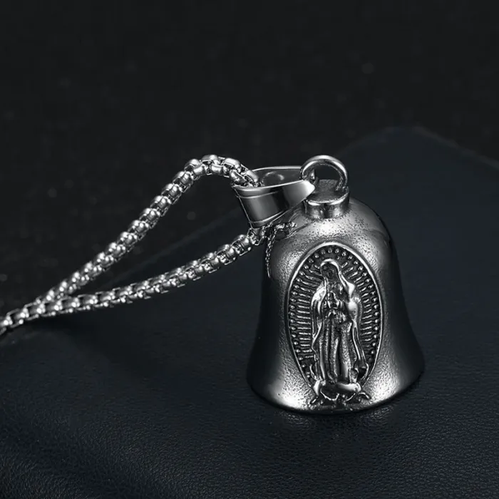 Wholesale Biker Bell Pendant – Virgin Mary Punk Motorcycle Lucky Charm in Titanium Steel, Bulk Factory Price Supplier