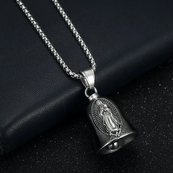 Wholesale Biker Bell Pendant – Virgin Mary Punk Motorcycle Lucky Charm in Titanium Steel, Bulk Factory Price Supplier