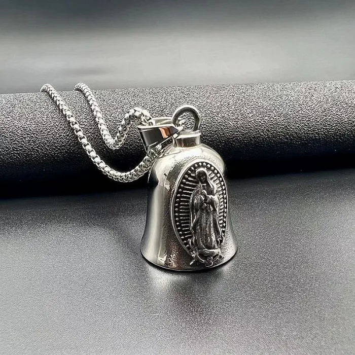Wholesale Biker Bell Pendant – Virgin Mary Punk Motorcycle Lucky Charm in Titanium Steel, Bulk Factory Price Supplier