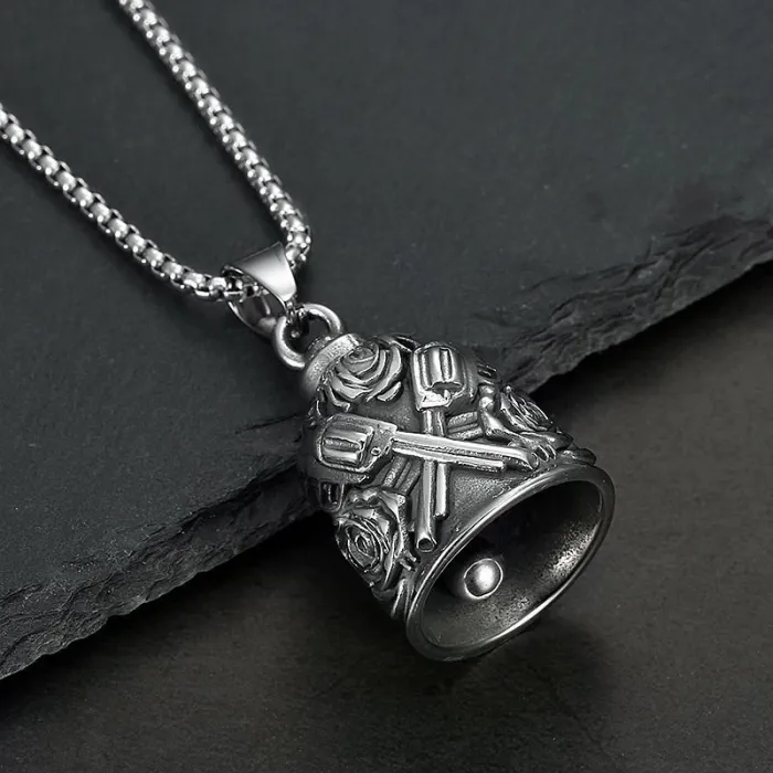Wholesale Biker Bell – Polished Stainless Steel Guns N' Roses Exorcism Charm, Bulk Supplier at Factory Price