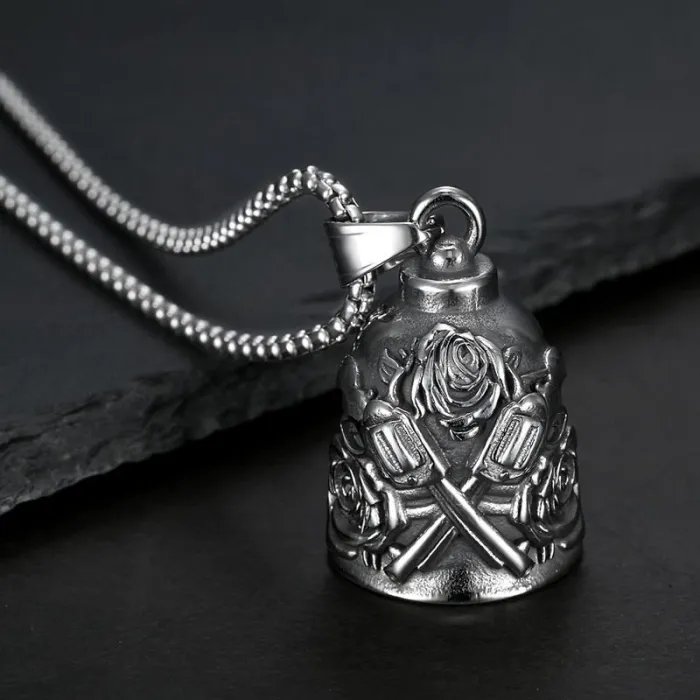 Wholesale Biker Bell – Polished Stainless Steel Guns N' Roses Exorcism Charm, Bulk Supplier at Factory Price