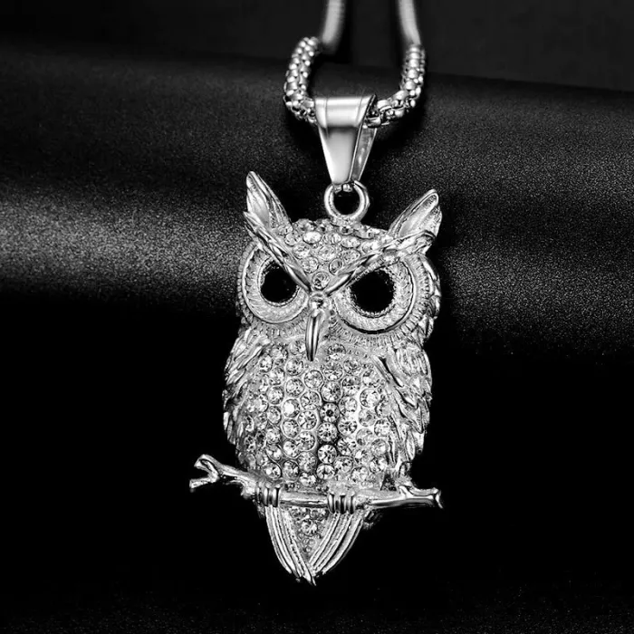 Wholesale Owl Pendant Necklace – Iced Out Gold Plated Titanium Steel Hip Hop Jewelry, Bulk Supplier at Factory Price