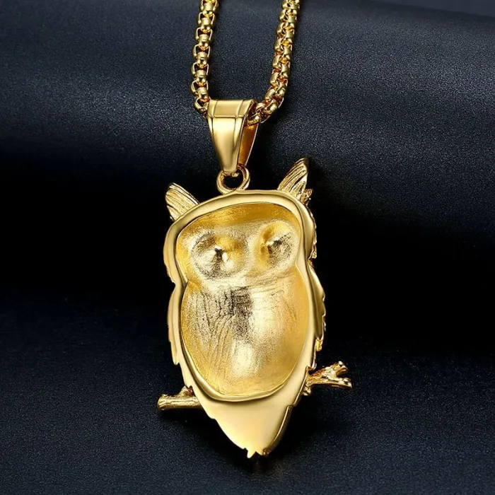 Wholesale Owl Pendant Necklace – Iced Out Gold Plated Titanium Steel Hip Hop Jewelry, Bulk Supplier at Factory Price