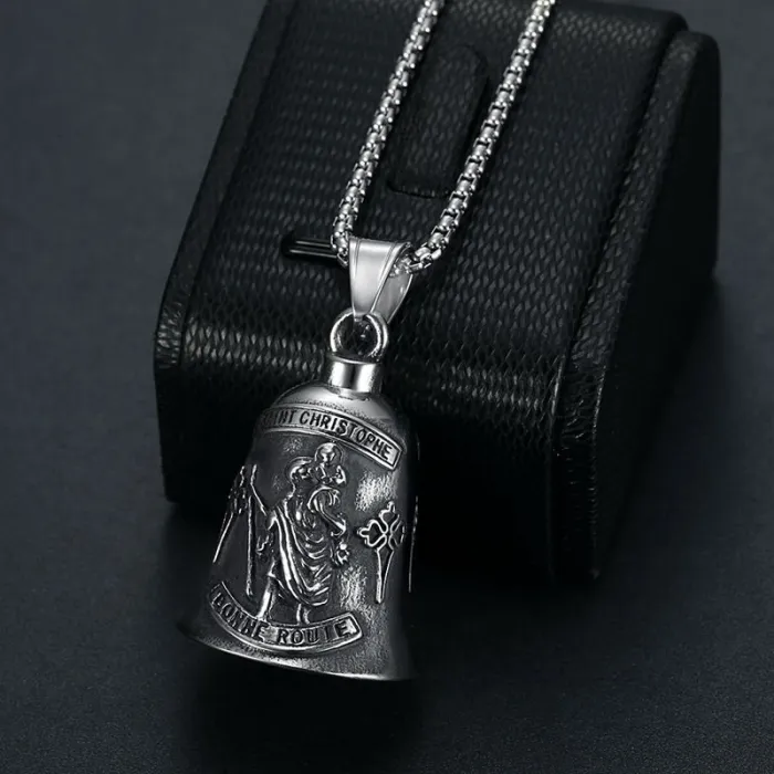 Wholesale St. Christopher Biker Bell – Vintage Stainless Steel Travel Guardian Charm, Bulk Supplier at Factory Price