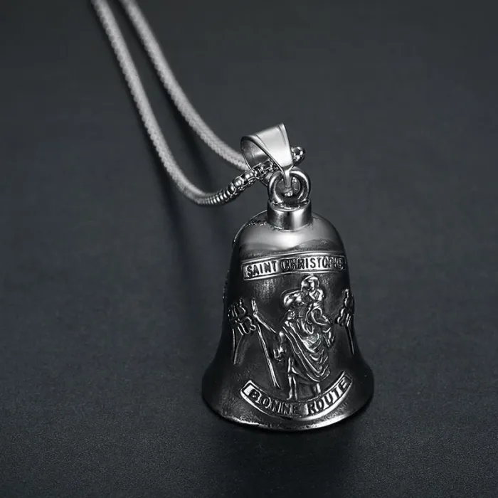 Wholesale St. Christopher Biker Bell – Vintage Stainless Steel Travel Guardian Charm, Bulk Supplier at Factory Price