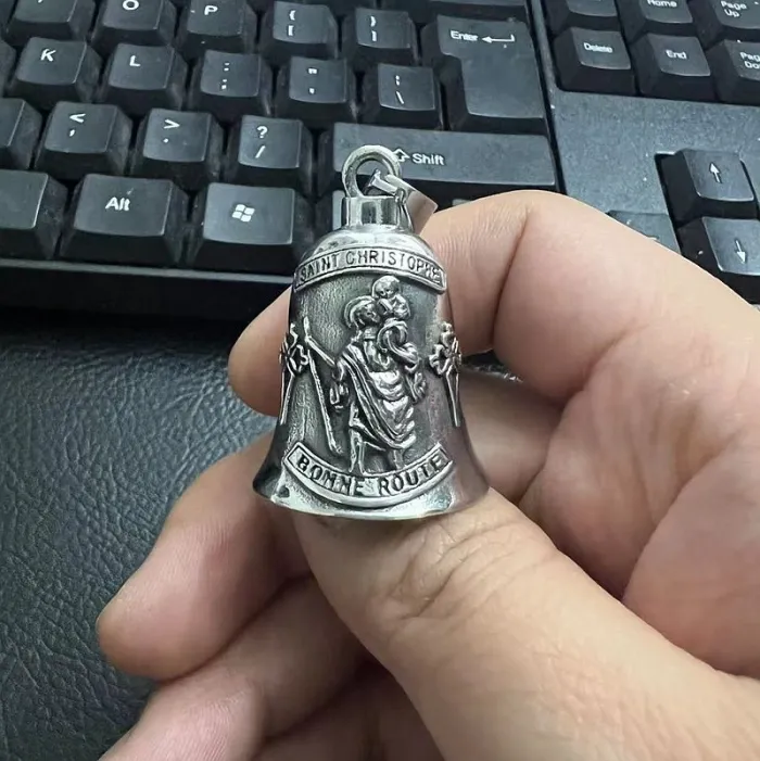 Wholesale St. Christopher Biker Bell – Vintage Stainless Steel Travel Guardian Charm, Bulk Supplier at Factory Price