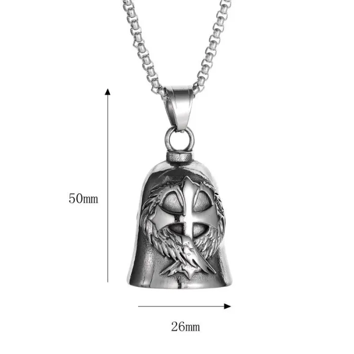 Wholesale Winged Cross Biker Bell – Polished Cast Stainless Steel Motorcycle Charm, Bulk Supplier at Factory Price