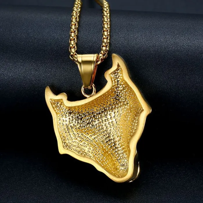 Wholesale Viking Wolf Head Pendant – Gold Plated Celtic Hip Hop Necklace in Titanium Steel, Bulk Supplier at Factory Price
