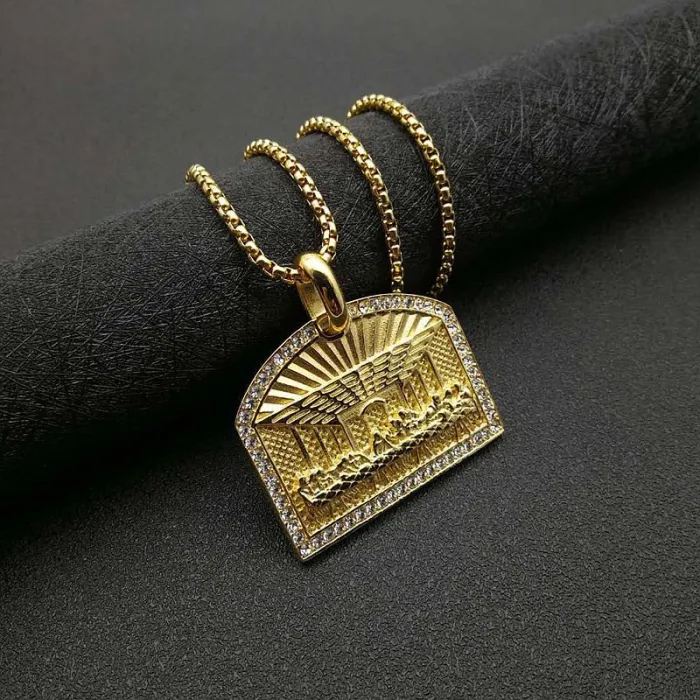 Wholesale Hip Hop Pendant Necklace – Iced Out Gold Plated Titanium Steel Jewelry, Bulk Supplier at Factory Price