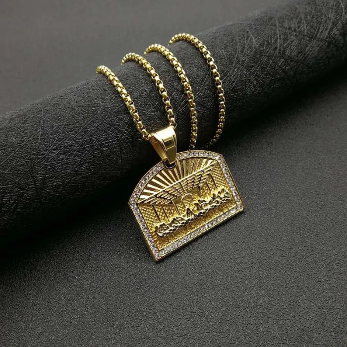 Wholesale Hip Hop Pendant Necklace – Iced Out Gold Plated Titanium Steel Jewelry, Bulk Supplier at Factory Price