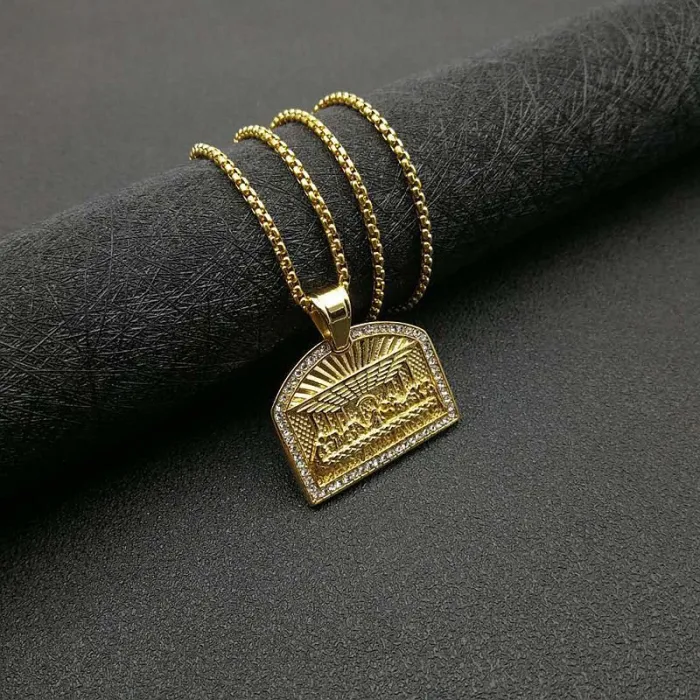 Wholesale Hip Hop Pendant Necklace – Iced Out Gold Plated Titanium Steel Jewelry, Bulk Supplier at Factory Price