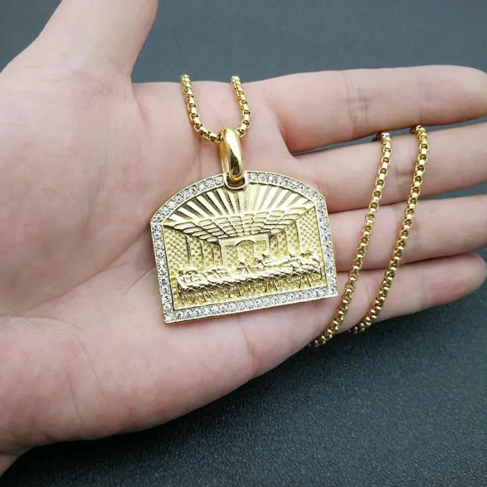 Wholesale Hip Hop Pendant Necklace – Iced Out Gold Plated Titanium Steel Jewelry, Bulk Supplier at Factory Price