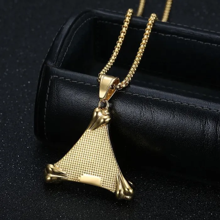 Wholesale Punk Evil Eye Pendant – Bulk Gold-Plated Stainless Steel Triangle Necklace at Factory Price
