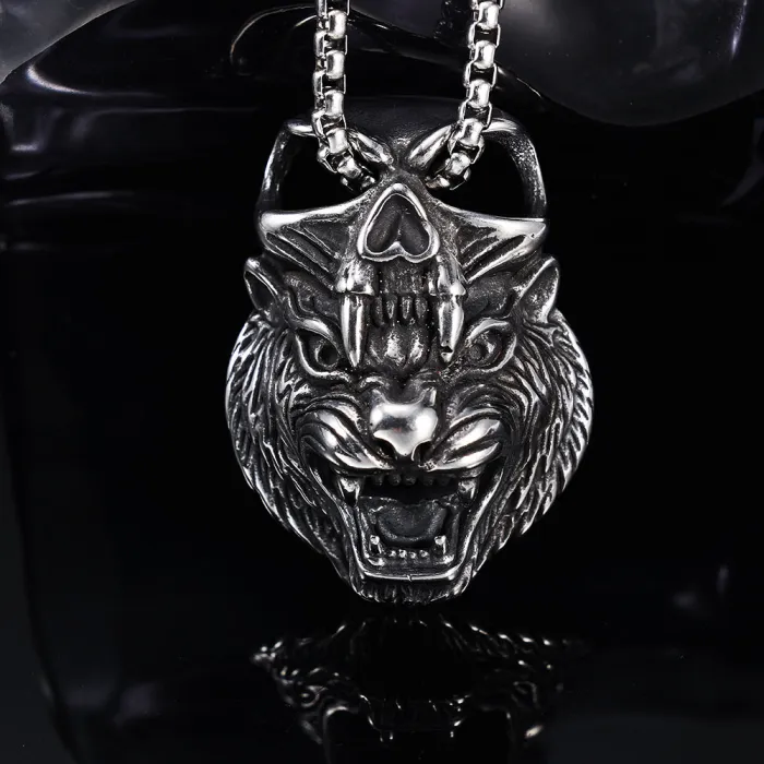 Wholesale Stainless Steel Tiger & Skull Pendant – Street Style Bold Polished Jewelry | Unisex Statement Piece for Daily Wear | Factory Direct Bulk Supply