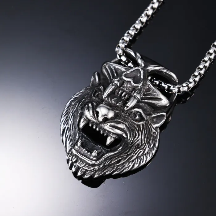 Wholesale Stainless Steel Tiger & Skull Pendant – Street Style Bold Polished Jewelry | Unisex Statement Piece for Daily Wear | Factory Direct Bulk Supply