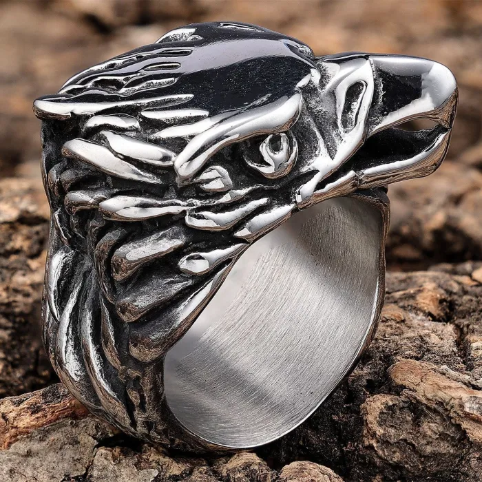 Bulk Punk Skull Eagle Ring for Men – Biker Club Style Vintage Stainless Steel Ring | Daily Wear Statement Jewelry | Factory Supply for Resellers