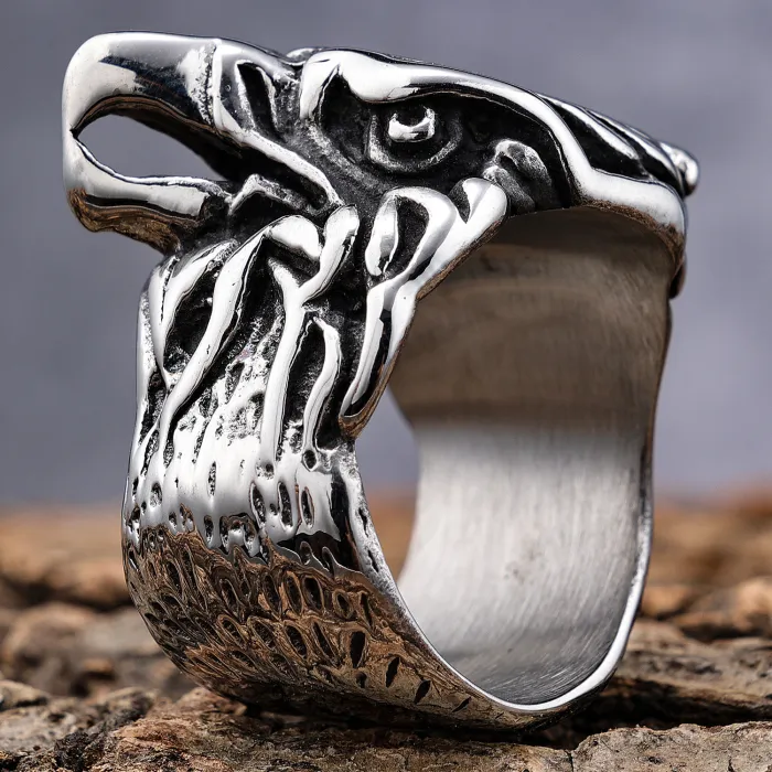 Bulk Punk Skull Eagle Ring for Men – Biker Club Style Vintage Stainless Steel Ring | Daily Wear Statement Jewelry | Factory Supply for Resellers