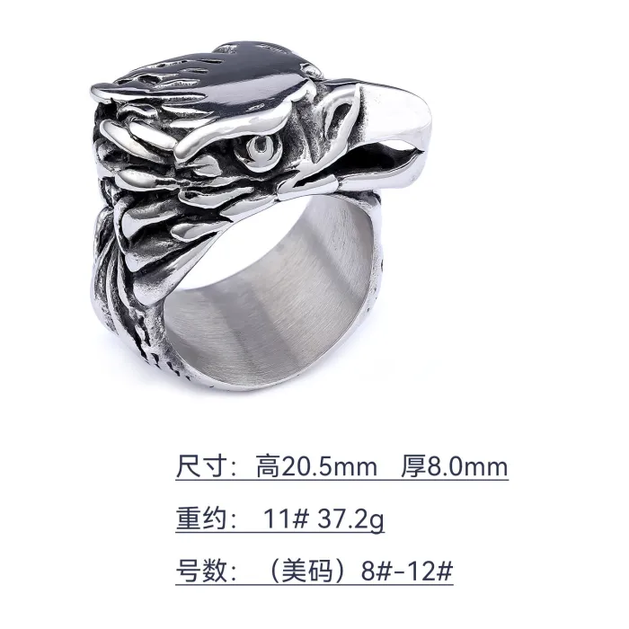 Bulk Punk Skull Eagle Ring for Men – Biker Club Style Vintage Stainless Steel Ring | Daily Wear Statement Jewelry | Factory Supply for Resellers
