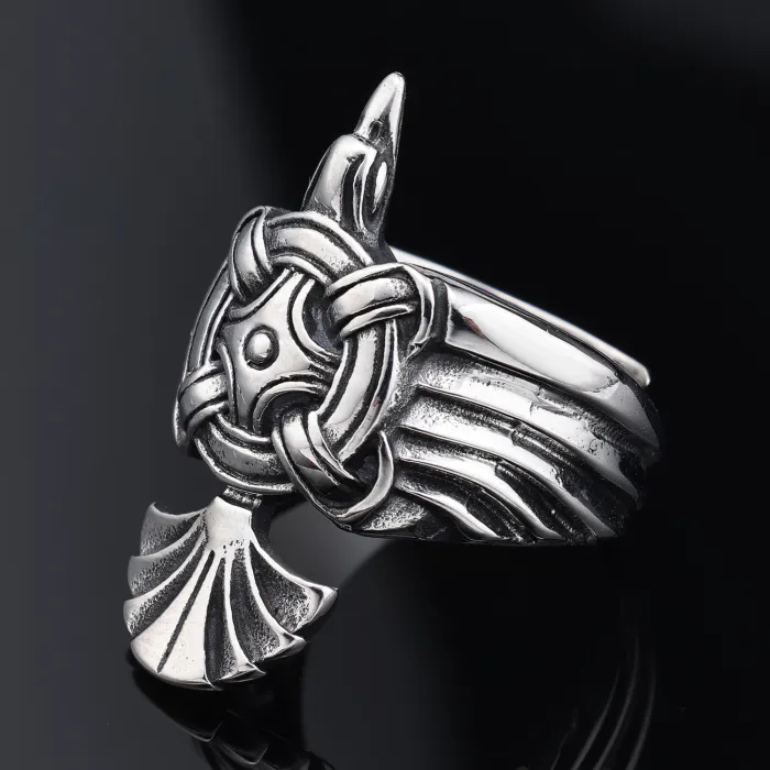 Wholesale Viking Nordic Totem Raven Ring – Stainless Steel Sunbird Design, Unisex Punk Style Jewelry | In Stock for Bulk Orders & Dropshipping