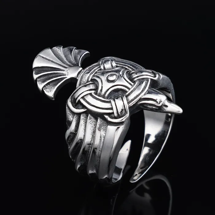 Wholesale Viking Nordic Totem Raven Ring – Stainless Steel Sunbird Design, Unisex Punk Style Jewelry | In Stock for Bulk Orders & Dropshipping