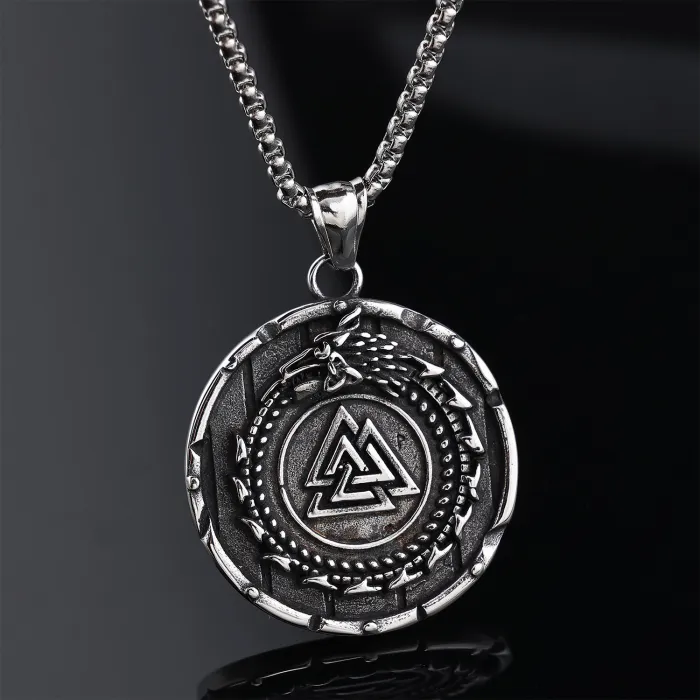 Wholesale Viking Totem Dragon Necklace – Minimalist Trendy Stainless Steel Men's Jewelry | In-Stock Fashion Accessory for Resellers and Boutiques
