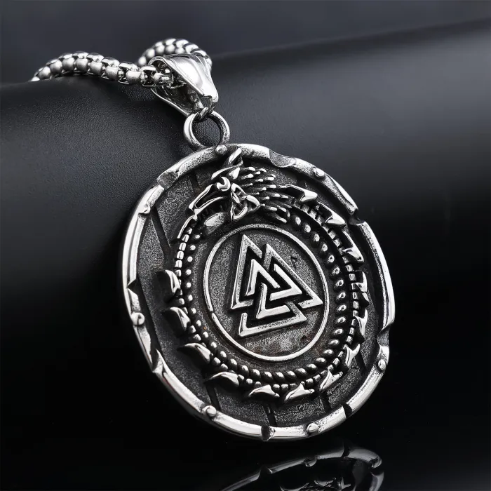 Wholesale Viking Totem Dragon Necklace – Minimalist Trendy Stainless Steel Men's Jewelry | In-Stock Fashion Accessory for Resellers and Boutiques
