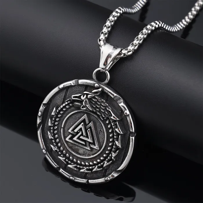 Wholesale Viking Totem Dragon Necklace – Minimalist Trendy Stainless Steel Men's Jewelry | In-Stock Fashion Accessory for Resellers and Boutiques